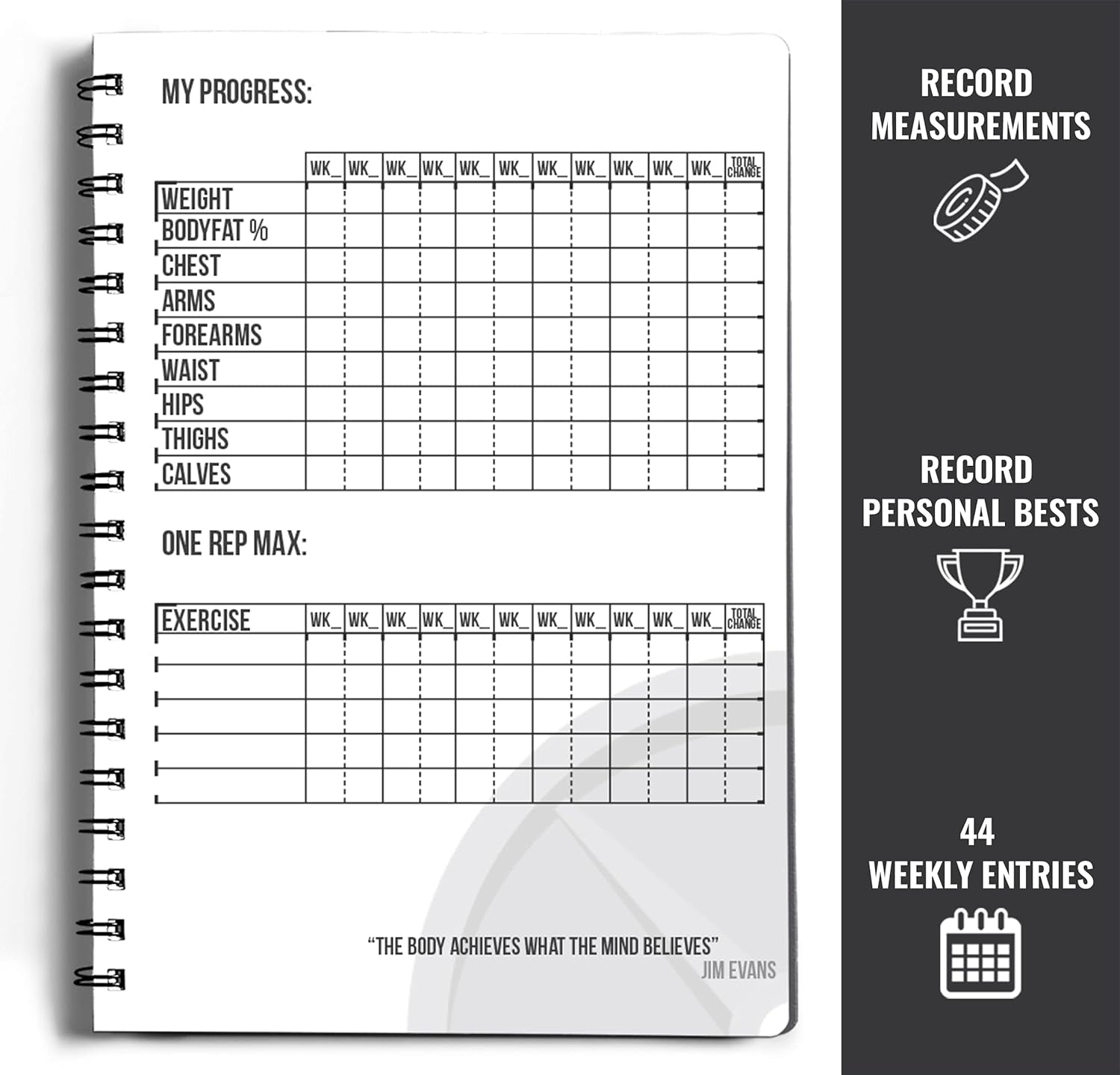 Workout Planner for Daily Fitness Tracking & Goals Setting (A5 Size, 6” X 8”, Charcoal Gray), Men & Women Personal Home & Gym Training Diary, Log Book Journal for Weight Loss by