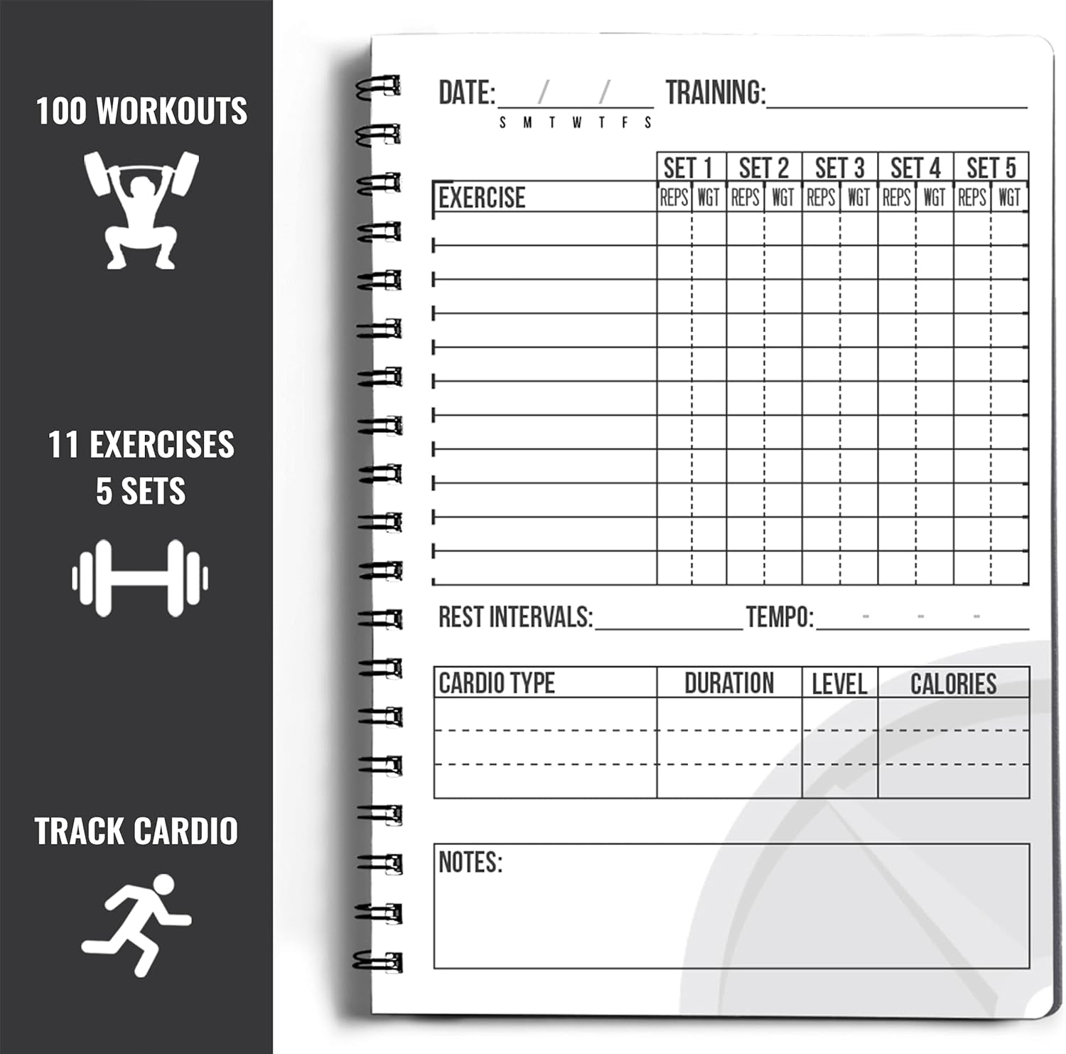 Workout Planner for Daily Fitness Tracking & Goals Setting (A5 Size, 6” X 8”, Charcoal Gray), Men & Women Personal Home & Gym Training Diary, Log Book Journal for Weight Loss by